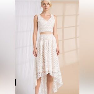 Lena White and Tan Lace Skirt Set